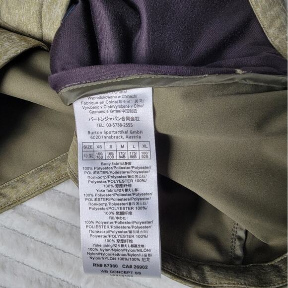 Burton Green Quilted Hooded Jacket Womens M Zip Front Outdoor Coat Gorpcore - Picture 9 of 12